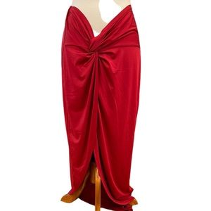 Convertible double wear strapless dress or knot front red skirt /dress Sz L